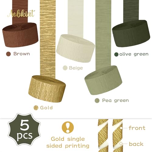 Image of AOBKIAT Baby Shower Decorations,Dark Green Sage Streamers Party Decorations | 5 Rolls Crepe Paper for Wedding,Bachelorette,Birthday,Woodland Themed,Christmas,New Year Decor
