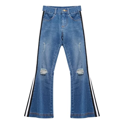 JEYPINMI Toddler Girls Flare Jeans Skinny Denim Pants Elastic Waist Bell Bottom Casual School Wear2