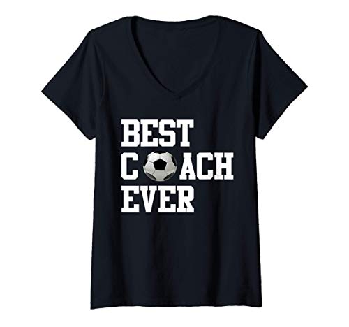 Damen Bester Fussball Trainer Trainer Geschenk Sport-Lehrer T-Shirt mit V-Ausschnitt