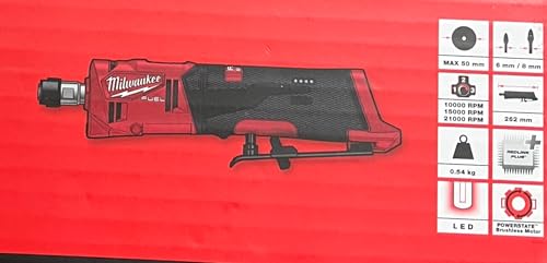 Milwaukee M12 FUEL Akku-Geradschleifer abgewinkelt M12 FDGA ohne Akku ohne Lader, Rot, Schwarz,silber