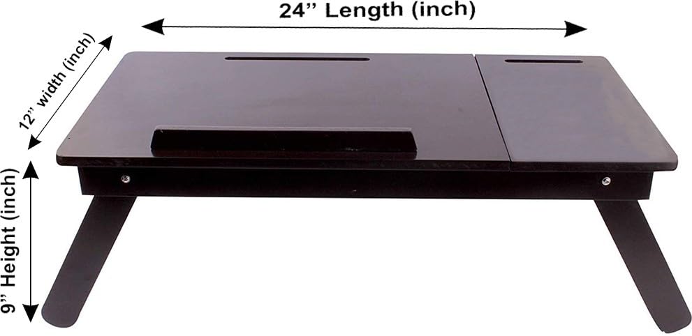 Image of Multi-Tasking Bamboo Lap Desk - Folding TV Tray Table for Laptop, Tablet Pre Assembled Table - Walnut Brown