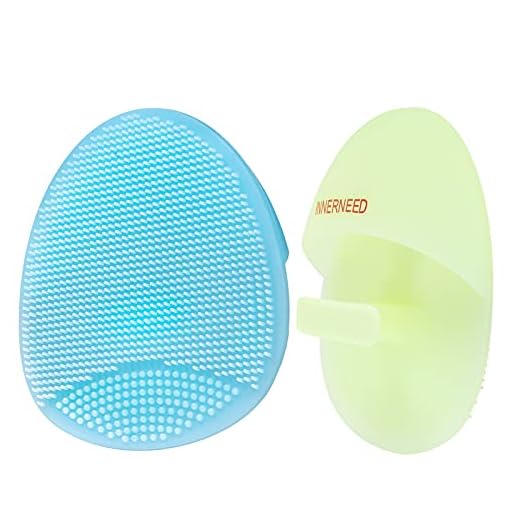 INNERNEED Soft Silicone Facial Cleansing Brush Manual Face Scrubber Exfoliating Massage Scrub Acne Blackheads Remove Handheld Pads for Sensitive, Delicate, Dry Skin (Pack of 2)