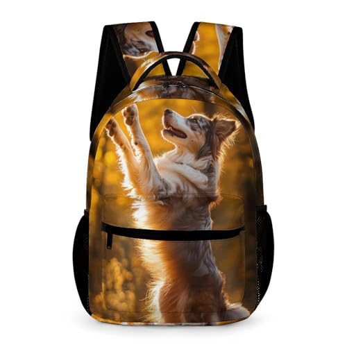Australian Shepherd Autumn Travel Backpack Casual Daypack Shoulder Bag with Adjustable Shoulder Straps