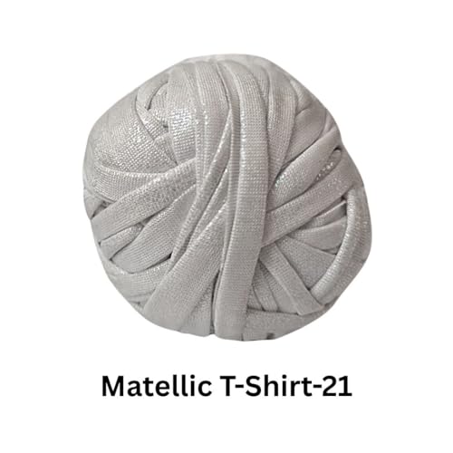 Image of VCR Shine Misty Grey Metallic T-Shirt Yarn, 100 Grams, 100% Metallized Craft Yarn, Pack of 1 Yarn, Suitable for Handbags, Tote Bags and Sling Bags