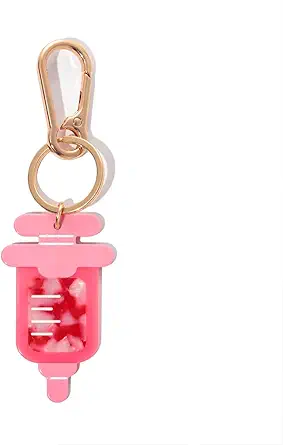 Novelty Keychain with Gold Metal Hook, Pink and Clear Design for Women Girls Gift