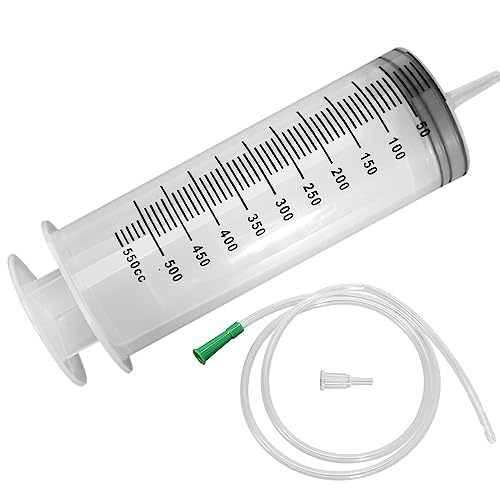 Hoypeyfiy 550ml Large Syringe ,Plastic Syringe with 40 Inches Plastic Tubing for Scientific Labs,Liquid,Plant Irrigation,Perfumes,Inks,Feeding Pets