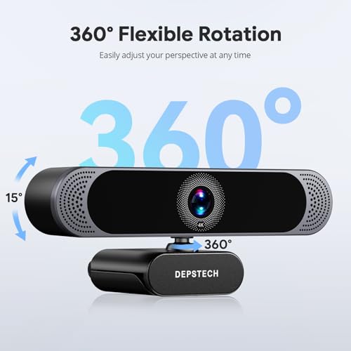 DEPSTECH DW49 Pro Webcam 4K Featuring 3X Zoom, Dual Microphones, Remote, 1/2.55 Inch Sony Sensor, Auto Focus Streaming Camera for PC Mac Skype - 3