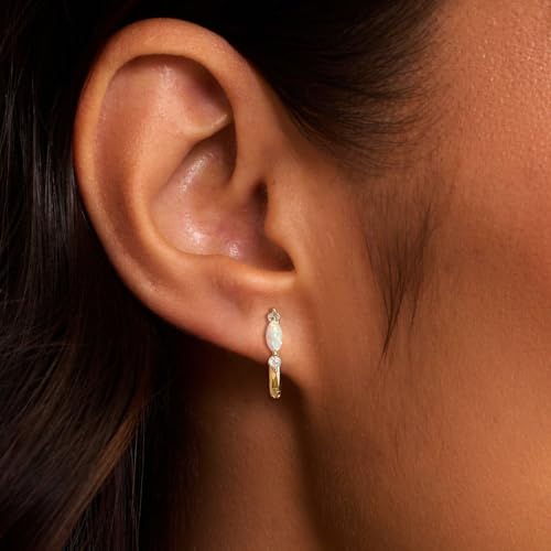 Gold Hoop Opal Earrings For Women 14k Gold Plated Small Huggie Earring Diamond Cubic Zirconia Dainty Jewelry Gifts4