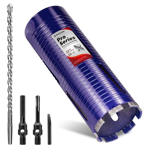 Image of 3-1 /2 inch Core Drill Bit with Pilot Bit & Adapters(SDS Plus and 1 /2 inch Hex), 5 /8 inch-11 Thread, 9.5 inch Depth, Upgraded-Welded Segments Diamond Core Bits for Concrete, Masonry, Brick Block