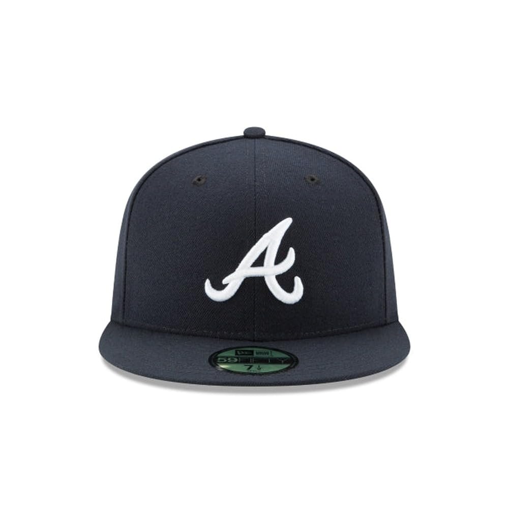 New Era MLB 59FIFTY Baseballkappe, Atlanta Braves, marineblau, Team-Farbe-Logo, authentische Kollektion, auf Feld-Baseballkappe