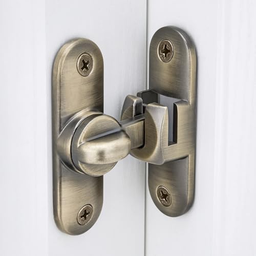 Image of INIRET Bronze Barn Door Latches,90 /180 Degree Gate Lock,Flip Gate Latches Hardware,Zinc Alloy Right Angle Door Lock Latch,Door Security Sliding Door Latch Lock for Cabinets,Bathroom