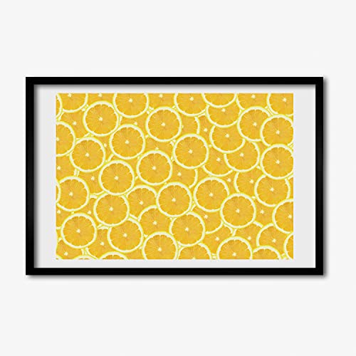Affiche de citron sous cadre en bois moderne haute définition Tulup