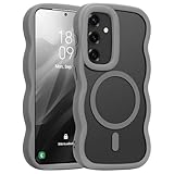 Pepmune Galaxy S25 ケース Galaxy S24 ケース 半透明 MagSafe対応 カバー ウェーブ おしゃれ 可愛い フォンケース 韓国 軽量 耐衝撃 滑り止め 指紋防止 ワイヤレス充電対応 ストラップホール付き 波型 バンパー スマホケース - グレー