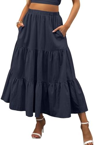 ANRABESS Women’s Summer Flowy Maxi Skirts with Pockets