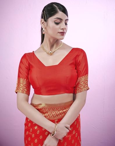 Image of SIRIL Women's Banarasi Soft Silk Saree Pure Silk with Unstitched Blouse Piece