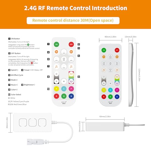 Image of PAUTIX Wi-Fi+Bluetooth Music Pixel LED Smart Controller Kit SP548E,Compatible with Alexa /Google Assistant,App Control RF Remote Control,Addressable Color LED Strip Pixels Light DC5V-24V