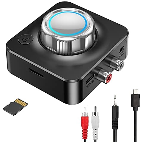 YJLX Bluetooth Audio Receiver, Bluetooth 5.0 Adapter 3D Surround Sound AUX Receiver Support TF Card Noise Cancellation for Wired Speakers, Cars, Phones and Home Stereo System Cover