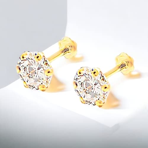 Premokshi Pure Yellow 14K Gold Stud Ear tops Earring For Women, Children, Man, Boys and Girls - Image 4