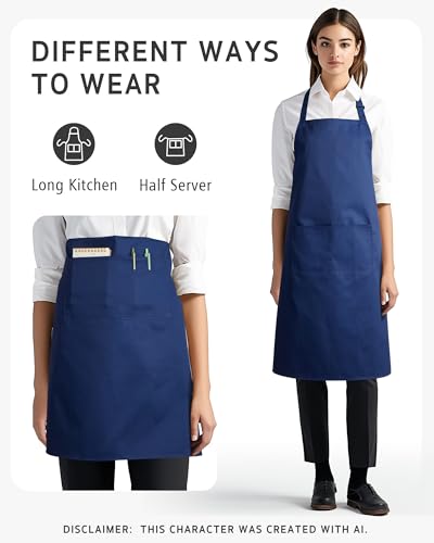Image of Syntus Chef Apron for Men Women Kitchen Cooking Apron with Pockets, Adjustable Bib Aprons Stain Resistant