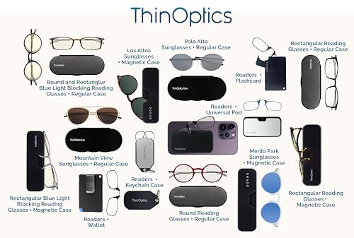thinoptics universal pod case  rectangular reading glasses