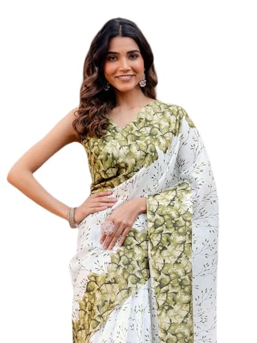 Image of SIRIL Women's Cotton Printed Saree with Unstitched Blouse Piece