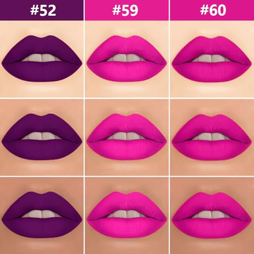 Image of evpct 3Pcs Purple Hot Pink Fuschia Red Matte Lip Liner & Liquid Lipstick Stain Makeup Set for Women, Lip Liner Stain Long Lasting Waterproof Smudge Proof, Longwear Lips Stick Makeup 24 hours originale