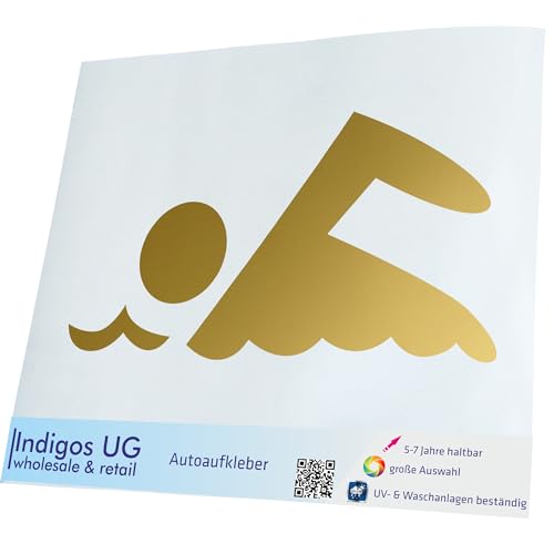 INDIGOS UG Auto Aufkleber Auto - 120x110 mm - Schwimmer - Gold - Selbstklebender Sticker für Auto, Fenster, Bus oder LKW - UV-beständig & wetterfest