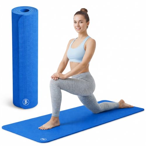 Image of Btag Premium PVC Yoga Mat for Women & Men | Anti-Slip Exercise & Gym Mat for Home Workouts | Lightweight & Durable | 6 mm (Blue)