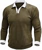 Camisa polo a rayas con bloques de color manga larga para hombre, casual 8