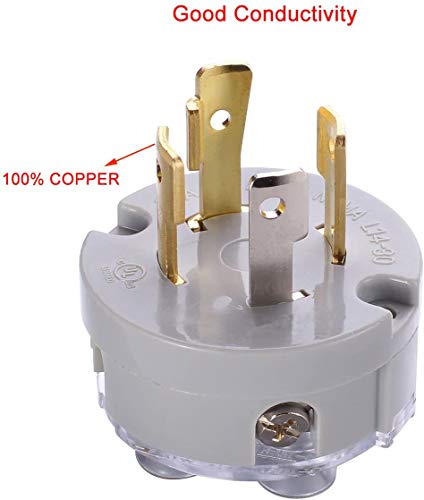 Miady Nema L14-30P Generator Plug, 30 Amp 4-Prong Industrial Grade Locking Male Plug Up To 7,500W, Grounding Type/Ul Listed #TOP3