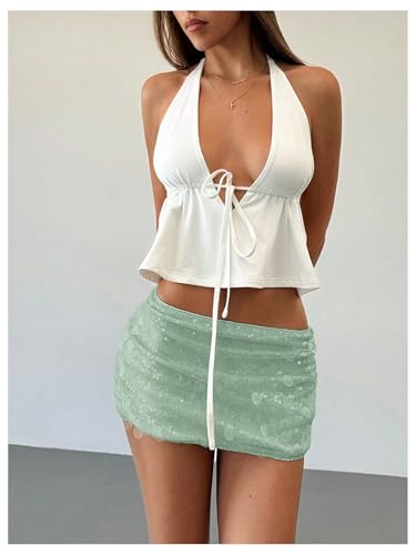 Image of Floerns Women's Sequin Low Waist Mini Skorts Night Out Skirt Shorts