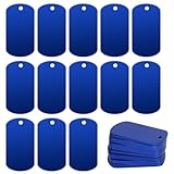 MOZEAT LENS 25 Pcs Aluminum Blank Tags Stamping Blanks Metal Blank Tags for Stamping, Blue Aluminum Engraving Blanks Stamping Blanks Keychain Blank Dog Tag Blank Signs for Engraving, 1.96*1.18inch