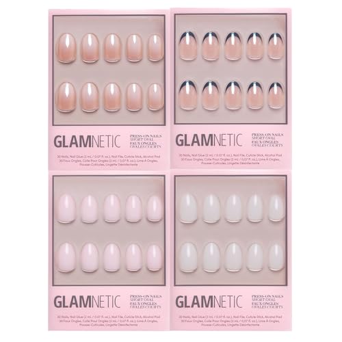 Glamnetic Short Oval Press-On Nails Bundle - Doll Cheeks, Clean