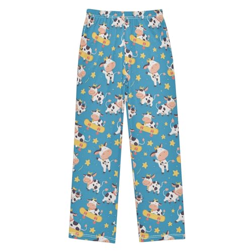 Vdsrup Cute Cow Pajama Pants Skateboard Stars Pajama Bottoms Soft Sleep Pjs Lounge Pants S2