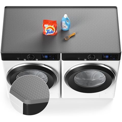 Washer Dryer Countertop Protect Mat, Washer and Dryer Covers for the Top 54" x 27.5" Silicone Washer Dryer Top Cover Protector Mat, Non-slid Waterproof for Laundry Room Organization and Storage Cover