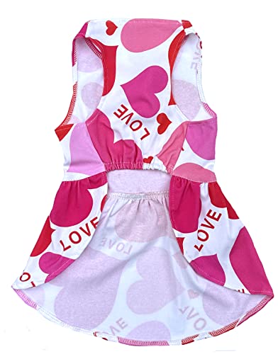 Mother's Day Love Heart Valentines Day Dog Dress, Mom Dog Valentine Dresses Clothes For Dogs Girl, Large (L) Size #TOP1
