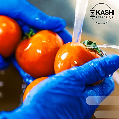 Kashi Scientific Medical Examination Nitrile Gloves - Large - Powder-Free, Latex-Free, Finger Tip Textured Gloves, 4 Mil Thick Blue Glove, Patient Safe, Food Safe - Box Of 100 Nitrile Exam Gloves #TOP7