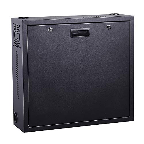 Kenuco Heavy Duty 16 Gauge Steel DVR Security Lockbox with Fan and Swing Open Top (18\'\' x 18\'\' x 5\'\' Black)