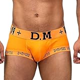 D.M Men's Underwear Trunks Briefs Cotton Fashion Low Rise Comfortable Underpants (L,Orange)