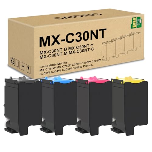 SAIDING Comptible Toner Cartridge Replacement for MX-C30NT-B MX-C30NT-C MX-C30NT-M MX-C30NT-Y for Sharp MX-C30NT MX-C301W MX-C250F C300P C300W C301W C303W C304W C305W C306W Printer (4 Pack)