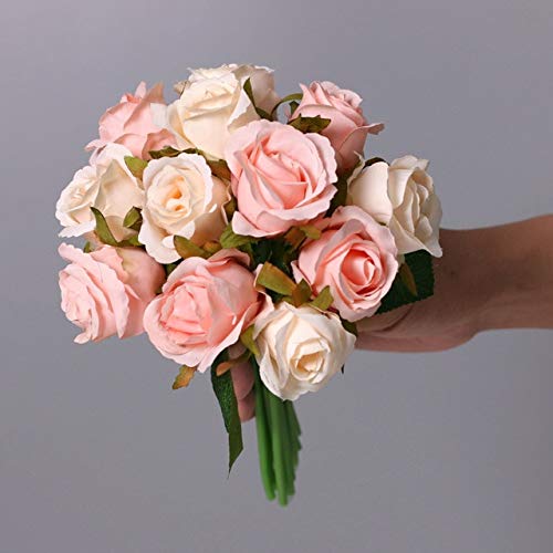 FUBESK 12 teste steli di seta artificiale fiori finti rosa