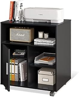 SISWIM File Cabinet Open Wood Storage Filing Cabinet Mobile Printer Stand Adjustable Shelf Rolling for Office Home Storage Cabinet