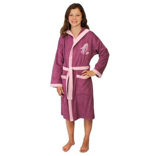 Mauz Bademantel Mädchen Pferde Mauve Frottee