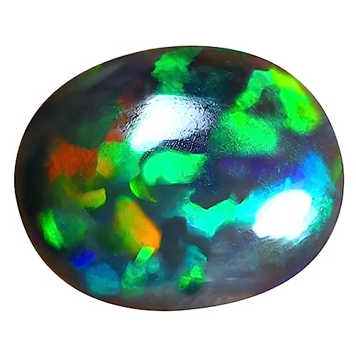 Opale noire naturelle éthiopienne en cabochon, le cadeau idéal pour amateur de gemmes