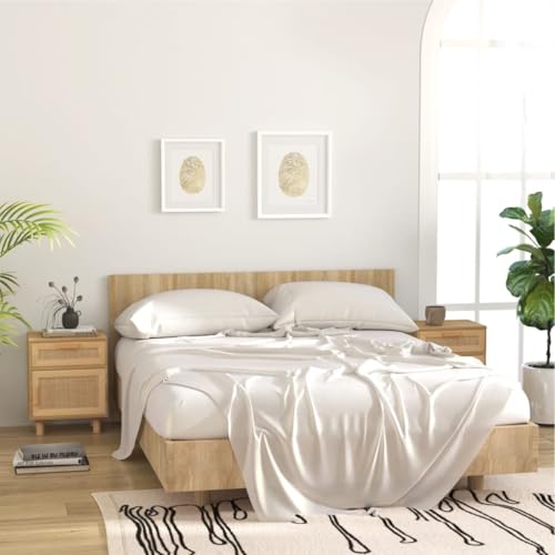 Table de chevet gain de place en pin et rotin pour chambre encombrée - 4