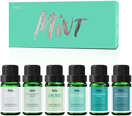 Fragrance Oils Set of Mint, MitFlor Premium Scented Oils for Diffuser, Soap & Candle Making Scents, Refreshing Home Fragrance, Aromatherapy Oil Gift Set, Cedarwood Mint, Coconut Mint and More, 6x10ml