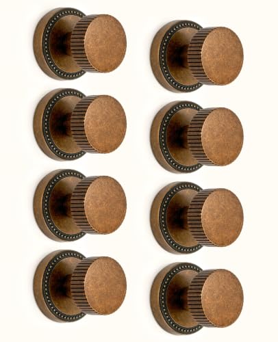 Asidrama 8 Pack Antique Brass Passage Door Knobs with Lock, Vintage Door Handles with Antique Brass Door Knobs Interior for Bedroom or Bathroom, Heavy Duty Door Lever for Left Right Sided Doors