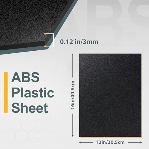 Image of Plastic Sheet 12 inch x 16 inch x 0.125 inch, Black PVC Board Flexible Moldable Impact Strength and High Tensile 1 /8 inch Thick (3mm) for Crafts Materials Home Decor and Handicrafts, Abs Plastic Sheets 6 Pack