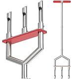 Manual Lawn Aerator - 42 Inch, 304 Stainless Steel Aerator Lawn Tool, Easy to Install, Rust Resistant, Core Aerator for Yard&Grass Compacted Soil, 3 Detachable Hollow Tines, Non Slip Foot Pad