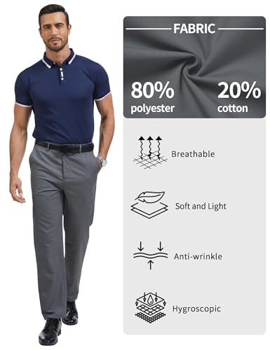 Image of Men's Tall Classic Fit Flex Flat Front Dress Pants Formal Pants for Business & Office